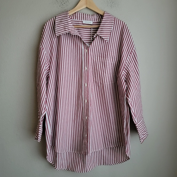 Anine Bing Mika Shirt in Red/White Stripe size XL NWT - Picture 7 of 12